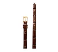 Chlikeyi Correa de reloj de piel auténtica para mujer, correa fina de tamaño pequeño, 6-18mm, Marrón Oro, 9mm