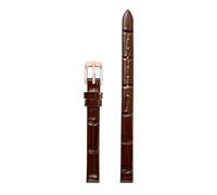 Chlikeyi Correa de reloj de piel auténtica para mujer, correa fina de tamaño pequeño, 6-18mm, Marrón Oro Rosa, 9mm