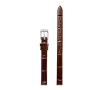 Chlikeyi Correa de reloj de piel auténtica para mujer, correa fina de tamaño pequeño, 6-18mm, Marrón Plata, 11mm