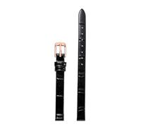 Chlikeyi Correa de reloj de piel auténtica para mujer, correa fina de tamaño pequeño, 6-18mm, Negro Oro Rosa, 8mm