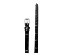 Chlikeyi Correa de reloj de piel auténtica para mujer, correa fina de tamaño pequeño, 6-18mm, Negro Plata, 12mm