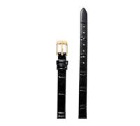 Chlikeyi Correa de reloj de piel auténtica para mujer, correa fina de tamaño pequeño, 6-18mm, Oro negro, 9mm