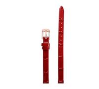 Chlikeyi Correa de reloj de piel auténtica para mujer, correa fina de tamaño pequeño, 6-18mm, Oro rosa rojo, 18mm