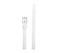 Chlikeyi Correa de reloj de piel auténtica para mujer, correa fina de tamaño pequeño, 6-18mm, Plata blanca, 15mm