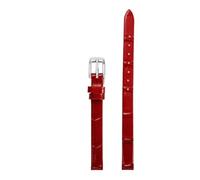 Chlikeyi Correa de reloj de piel auténtica para mujer, correa fina de tamaño pequeño, 6-18mm, rojo plata, 17mm