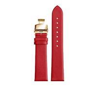 Chlikeyi Correa de reloj de piel de vaca suave y fina de 12mm a 22mm, correa de reloj con broches dobles dorados, Rojo, 20mm