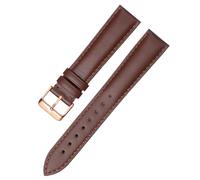 Chlikeyi Correa de reloj de tejido liso de cuero de 18-24mm con hebilla de oro rosa, Color 9, 24mm