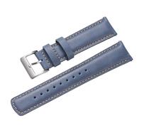 Chlikeyi Correa de reloj Piel de cola cuadrada 20-22mm Piel de vaca de liberación rápida, Hebilla azul-plata, 20mm