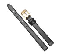 Chlikeyi Correa de reloj Universal para mujer, correa de piel pequeña, pulsera fina, Oro negro, 17 mm