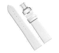 Chlikeyi Correas de reloj de cuero suave Cadena de reloj de piel de vaca para hombres y mujeres con hebilla de mariposa 11-24mm, Mariposa plateada blanca, 11 mm