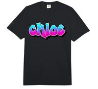 Chloe Graffiti Nombre Personalizado Azul Rosa Mujeres Niñas Comfort Colors Adult Heavyweight T-Shirt