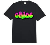 Chloe Graffiti Nombre Personalizado Verde Rosa Mujeres Niñas Comfort Colors Adult Heavyweight T-Shirt
