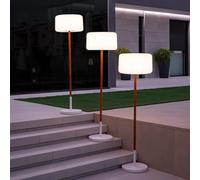 CHLOE-Lámpara de pie para exteriores LED solar regulable en altura con mando a distancia H155cm Blanco New Garden