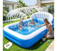 ChlorBlu Piscina Hinchable con Rociador, Piscina Inflable Adultos, Piscina Hinchable Rectangular para Adultos, Piscinas Hinchables, Piscina Hinchable Familiar Reforzada para Exteriores