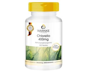 Chlorella 400mg - 500 comprimidos - fáciles de tragar - polvo de alga Chlorella vulgaris - con clorofila - vegano - envase grande | Warnke Vitalstoffe - Calidad farmacéutica alemana