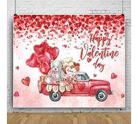 ChloropLastid Fondo de fotos para el día de San Valentín, 10 x 8 pies, camión rojo, fondo de corazón rojo para amantes, regalo romántico del día de San Valentín, globo de amor, boda, fiesta rosa,