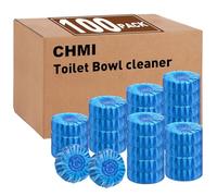 CHMI Paquete de 100 tabletas limpiadoras de inodoros, limpiador de tanque de inodoro de larga duración (azul)