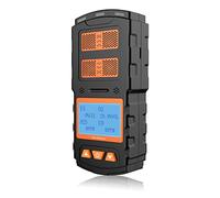 CHNADKS Detector de Gas, Recargable 4 Monitor de Gas H2S CO O2 EX con Pantalla LCD Digital, Alarma de Vibración de Luz de Sonido, Personal 4 en 1 Medidor de Gases Múltiples