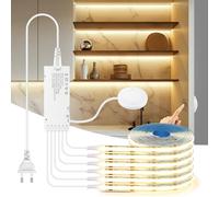 CHNMALITAI 6 tiras LED COB de 12 V, 2 m, luz blanca cálida, con regulador de intensidad y de mano, para armario, vitrina, cocina (blanco cálido, 2 m)