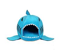 CHNNO1 Cama de tiburón para gatos, canastas dulces, juguete para perro, jaula de hámster, accesorios para mascotas, suministros para mascotas, XS, azul