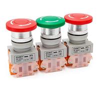 CHNT NP4-11ZS Interruptor de botón de parada de emergencia, cabeza de seta, interruptor de botón de control de bloqueo automático 1NC 1NO, 2-Pack