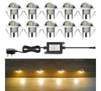 CHNXU Paquete de 10 luces LED para cubierta de párpados empotrables al aire libre, impermeables, IP65, bajo voltaje, 12 V, 35 mm, color blanco cálido