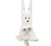 CHOBYNER Mochila realista hecha a mano con forma de cachorro, mochila de felpa para perro, West Highland Terrier, color blanco, Blanco