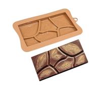 Chocolate Bar Molds - Food Grade Silicone, Break-Apart Candy Bar Mold with Flexible Baking Trays for Truffle, Brownie, Homemade Chocolate, Kitchen Holiday Treats, Party Favors, Brown