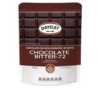 Chocolate Bitter 72% Cacao en Gotas Sin Gluten 350 g - Chocolate Negro para Repostería Sin huevo Sin soja