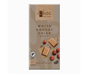Chocolate blanco vegano con praliné y crocante de avellana BIO - iChoc - 80g