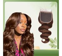 Chocolate Brown Closure 4 By 4 Closure Transparente Lace Front Closure Body Wave High Density Pre Plucked Baby Hair Light Brown Unprocessed Brazilian Virgin Human Hair 40 cm