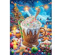 Chocolate Caliente Gigante con Dulces de Navidad Rompecabezas 300 Piezas Cartón para Principiantes Sueño Mágico de Ciencia Ficción Desconectar Rutina Ejercicio Mental Relajante Actividad Tiempo Libre