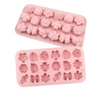 Chocolate Flower Molds - 2 Piece Reusable Food Grade Non Stick - Easy To Unmold Cute Cookie Molds Silicone Flower Ice Making Mould - For Pudding Cookie Fondant Soap Ice