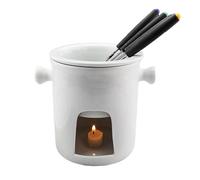 Chocolate Fondue Cup - 300ml Ceramic Fondue Pot, Mini Melting Mug Set with 4 Forks for Chocolate, Cheese, and Butter | Ceramic Melting Cup Heated with Small Wax | Perfect for Dessert Party, Date Night