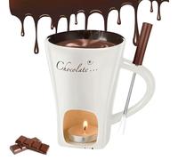 Chocolate Fondue Melting Mug with Included Fork and Candle - Handmade Ceramic Cup for Romantic Nights, Melts Chocolates Effortlessly, Great for Birthdays or Weddings (#3)