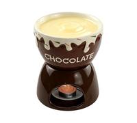 Chocolate Fondue Mug Set - Ceramic Melting Pot for Dessert Lovers | Heat-Resistant Butter Melt Cup, Easy to Use Tabletop Fondue Set for Cheese Candy Bread Caramel Appetizers Use, 14.7cm Red Chocolate