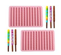 Chocolate Fry Mold - 2-Pack 12-Cavity Silicone Pretzel & Candy Stick Trays | 7.87x4.72x0.39 Inch Compact Size, 110g Lightweight 2-Piece Set, Flexible Non-Stick Silicone Build, Oven & Freezer Safe, for