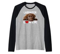 Chocolate Lab Lover Brown Lab Dog Love Mamá Papá Madre Padre Camiseta Manga Raglan