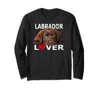 Chocolate Lab Lover Brown Lab Dog Love Mamá Papá Madre Padre Manga Larga
