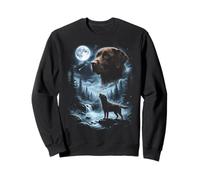 Chocolate Labrador Retriever Aullando a la Luna Retro 90's Sudadera