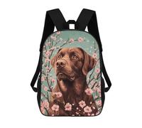 Chocolate Labrador with Cherry Blossoms Labrador Floral Wall Art Mochila Escolar Infantil Impresa En 3D Para Niños, Mochila De Viaje De Alta Capacidad, Bolsas Para Libros, Mochila Escolar Infantil 17