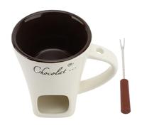 Chocolate Melting Cup, Ceramic Sweet Fondue Cup Fondue Mug Butter Warmers Pot Mini Simmer Mug with Forks for Chocolate Cheese Candy (Blanco)