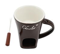 Chocolate Melting Cup, Ceramic Sweet Fondue Cup Fondue Mug Butter Warmers Pot Mini Simmer Mug with Forks for Chocolate Cheese Candy (Marrón)