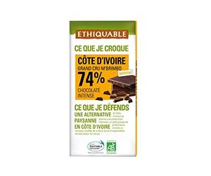 Chocolate negro 72% cacao de Costa de Marfil ecológico tableta 100 g