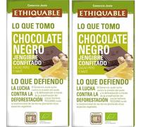 Chocolate Negro con Jengibre Confitado Orgánico, 60% Cacao, 2 x 100g