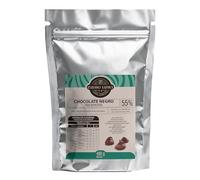 Chocolate negro para repostería Isidro Labrá con manteca de cacao puro en monedas chocolate dan valor al proceso de fundir y generar pasta de cacao base para la cobertura de chocolate. (480gr, 55%)
