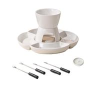 Chocolate Pot Set | Ceramic Melting Warmer | Candle-Heated Fondue Tray for