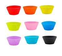 Chocolate Sweet Moulds,Silicone Baking Cases Muffin Molds Reusable Cupcake Liners Non-Stick Baking Molds for Quiche Pie Random Colors 9PCS