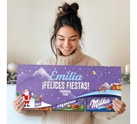Chocolate XXL Milka Personalizado - Chocolate Navidad - Regalo de Cumpleaños & Aniversario para Hombre & Mujer con Nombre y Mensaje, incluye barras de chocolate Milka en varios sabores (6 Tabletas)