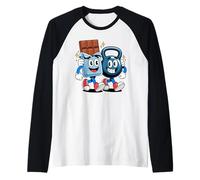 Chocolate Y Pesa Rusa Amigos Fitness Gimnasio Camiseta Manga Raglan